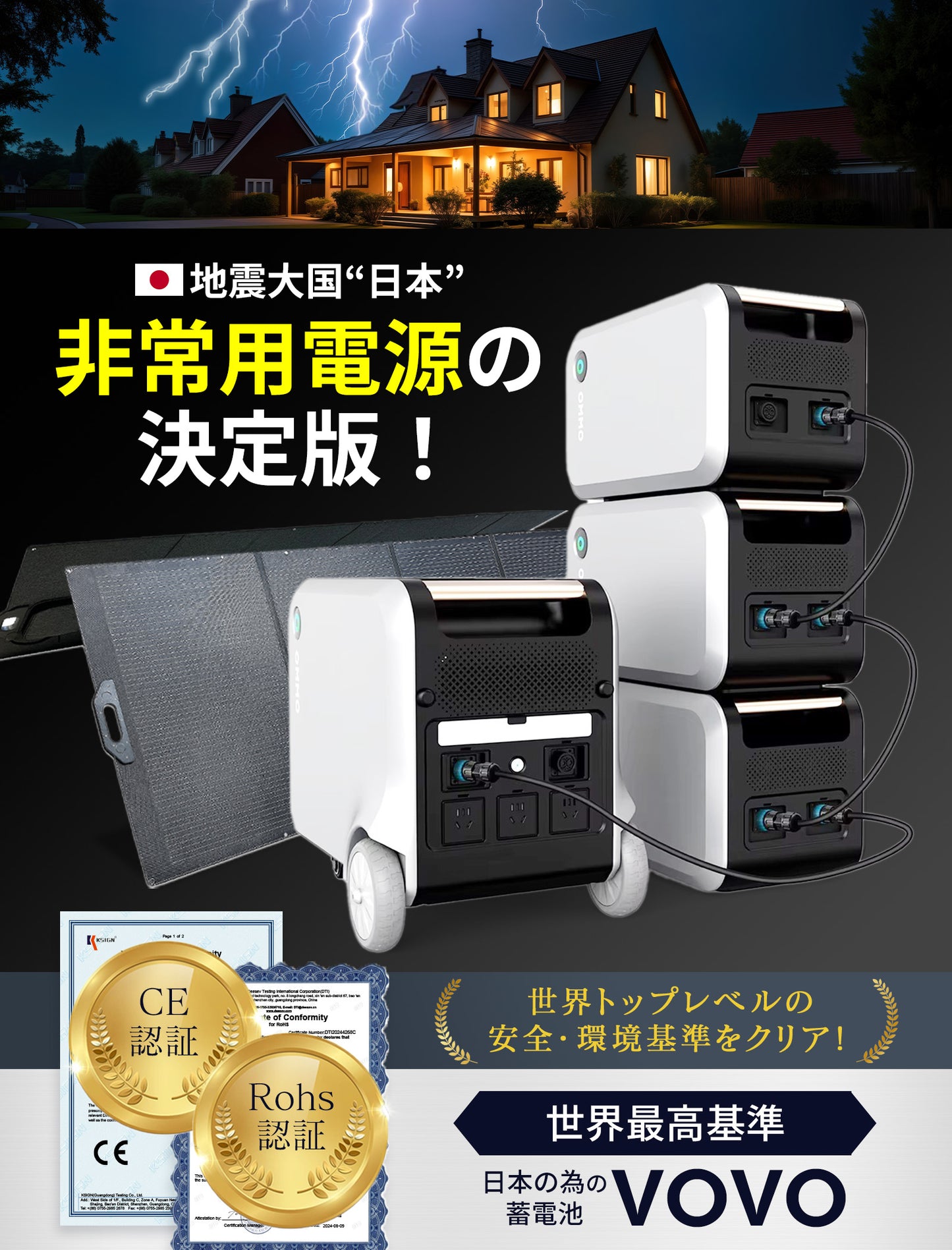 【33.6kWh/VOVOプロセット】オフィス・商業施設・病院向け蓄電システム - 災害時・停電時の究極の電力バックアップ　世界基準の高品質バッテリー/日本メーカー（推奨利用人数:10～50名）　