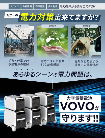 【16.8kWh/VOVOスタンダードセット】オフィスや蓄電システム - 災害時も安心の高性能蓄電池セット 世界基準の高品質バッテリー/日本メーカー（推奨利用人数:5名〜10名）　